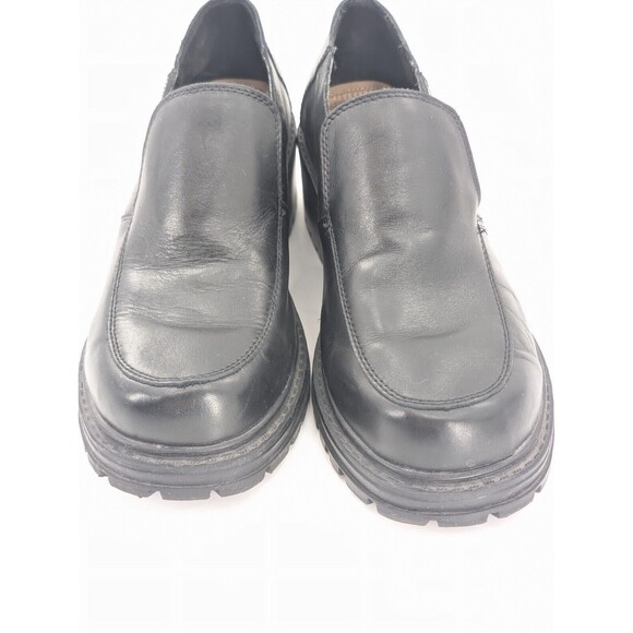 Dockers Leather 90s Black Chunky Slip On Loafers Dark Academia Goth Size 10 - Picture 2 of 8
